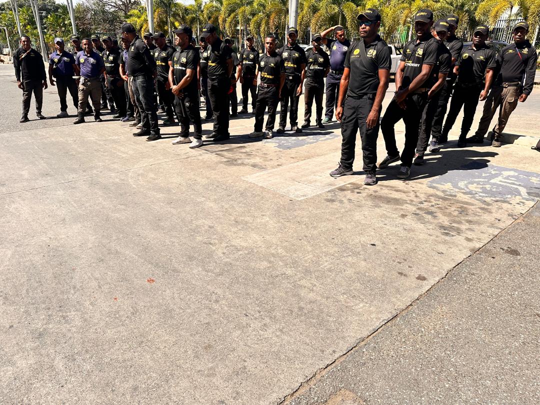Fayaru security personnel in formation